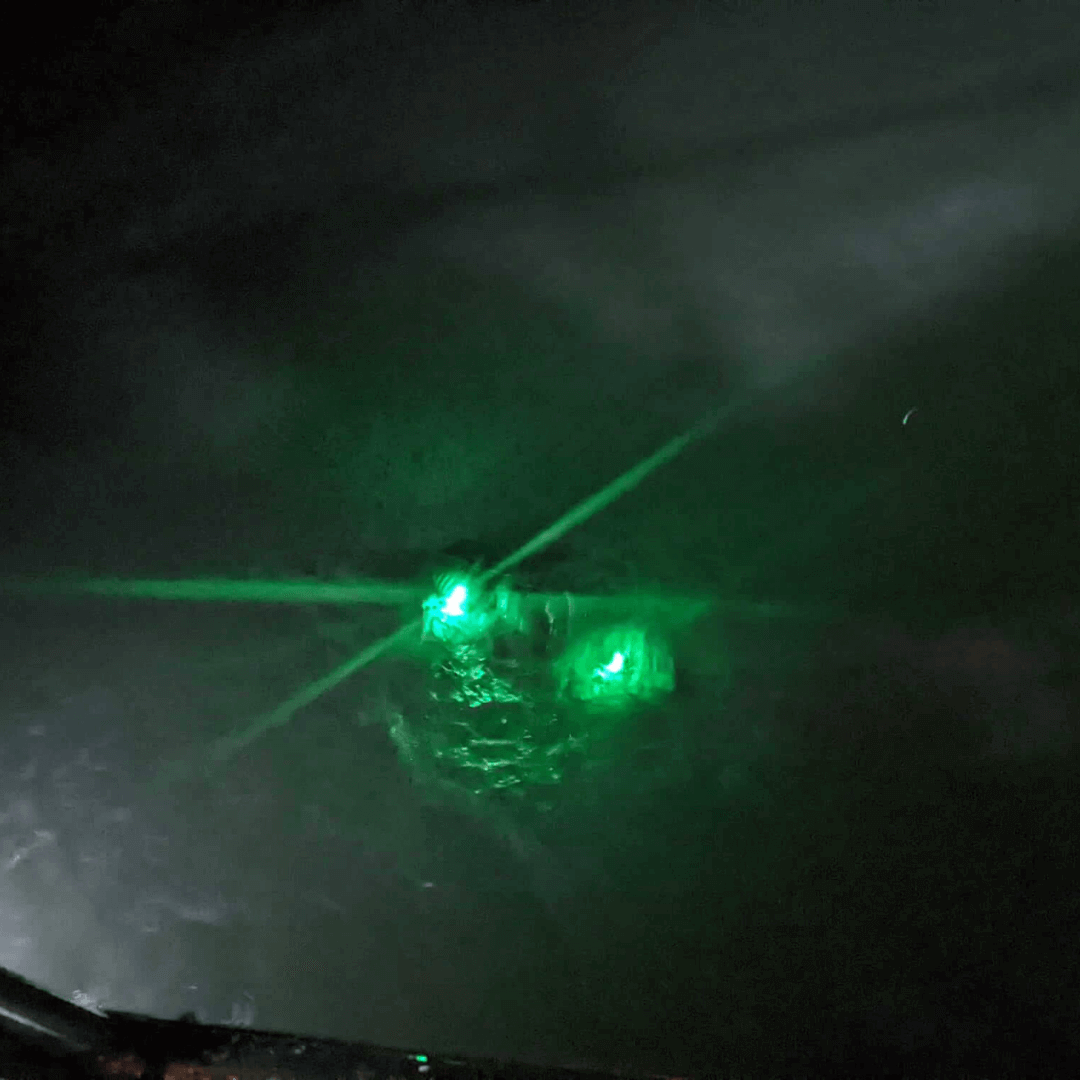 White Clouds With Green Laser Clouds 