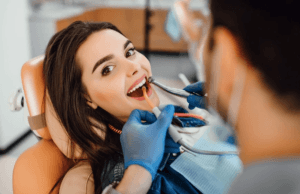 A person undergoing an implant denture procedure.